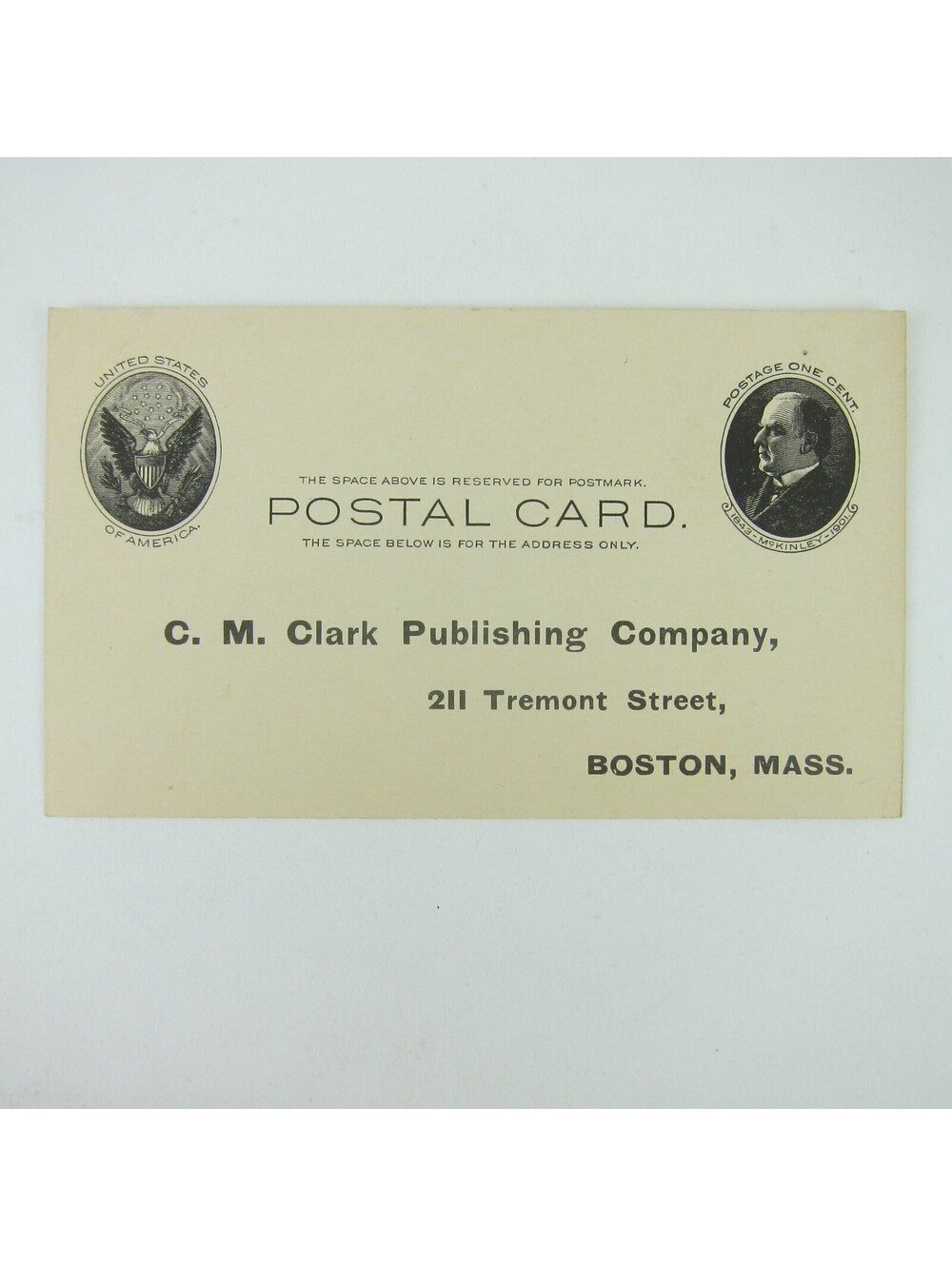 Postcard CM Clark Publishing Company Boston MA President McKinley Antique 1900s